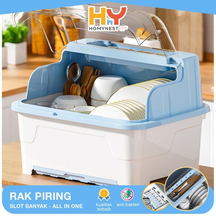 Promo Homynest Rak Tempat Gelas Piring Anti Debu Dengan Penutup Berkualitas Original