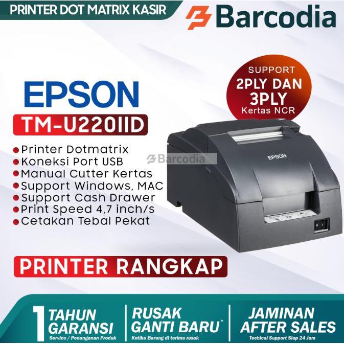 PRINTER POS STRUK DOT MATRIX EPSON TM-U220IID TMU 220IID MANUAL CUTTER USB - EPSON TM-U220IID PORT U