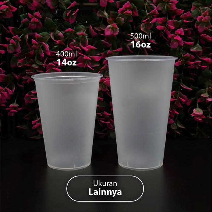 Pak isi 25 pcs - Cup 14oz Frosted Injection - Gelas Plastik PP 400ml