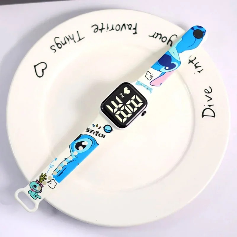Hello Kitty Stitch Pikachu LED Digital Watch Cartoon Printed Square Electronic Watch Unisex Fashion