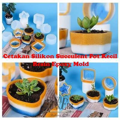 Cetakan Silikon Succulent Pot Kecil Resin Epoxy Mold
