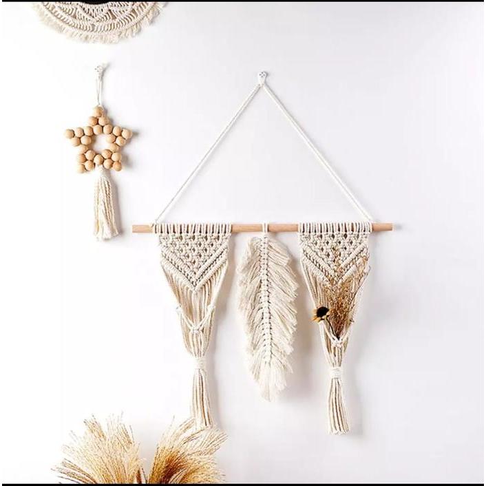Macrame wall hanging / Pot bunga aesthetic / Pot bunga hias kering / Pot bunga plastik / Dekorasi