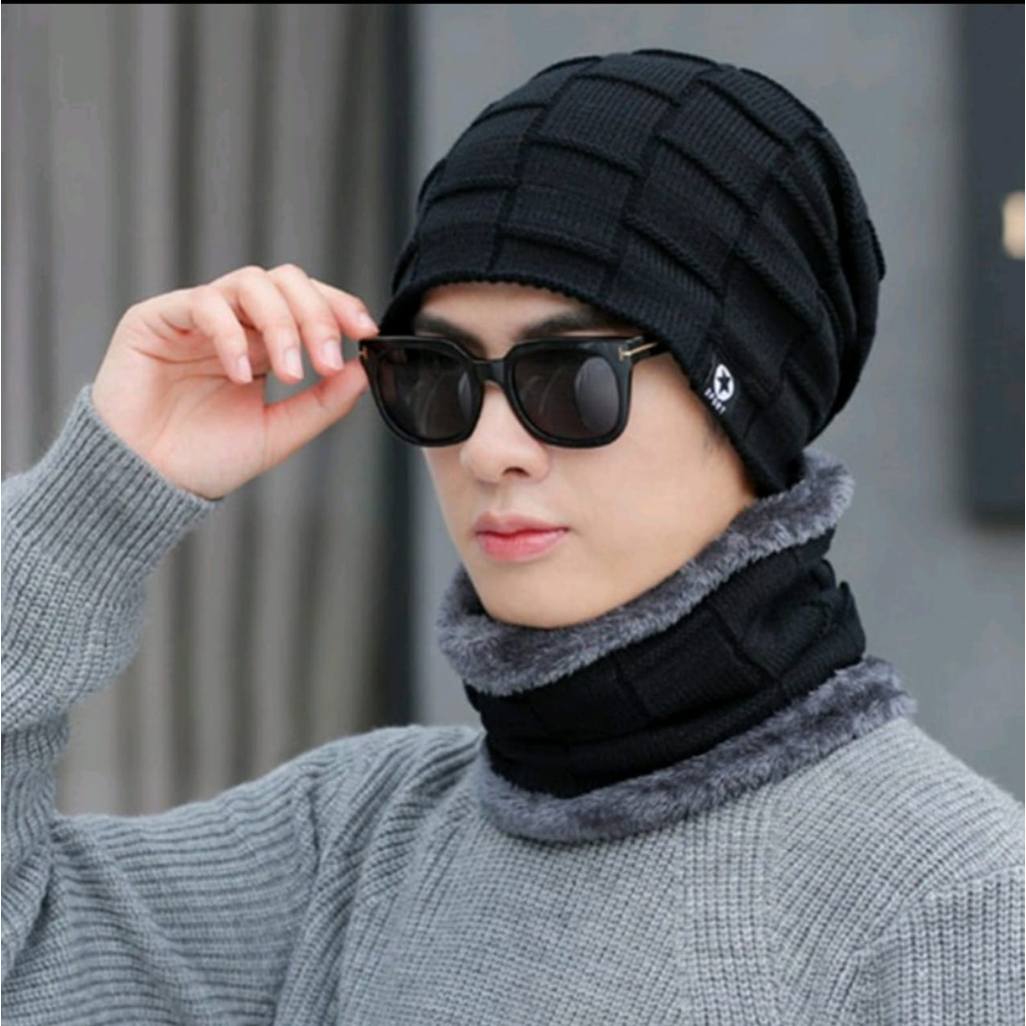 KUPLUK PRIA RAJUT DISTRO MODEL HSWBOY BEANIE HAT MUSIM DINGIN HIKING NAIK GUNUNG - KPE