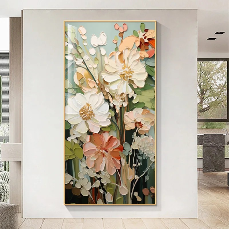 Modern Abstract Flower 5D Diamond Painting Kit Green Plants Diamond Art Cross Stitch Living Room Cor