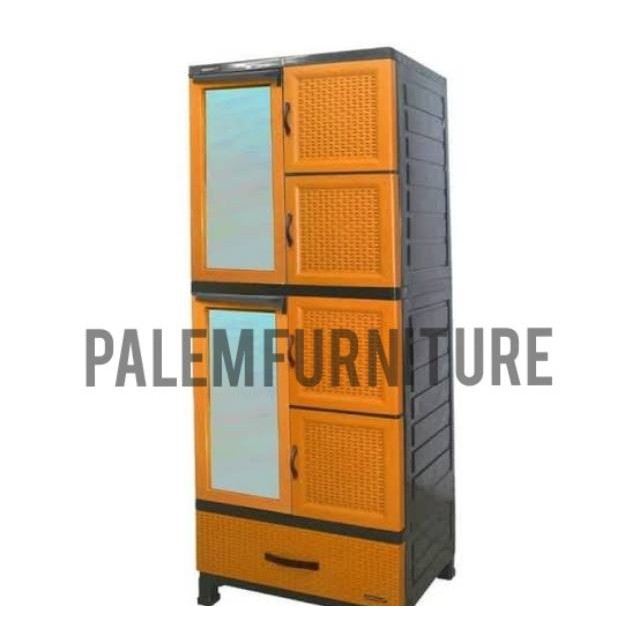 Napolly CRS 5.2 C Lemari Pakaian Plastik 2 Pintu Kaca Serbaguna