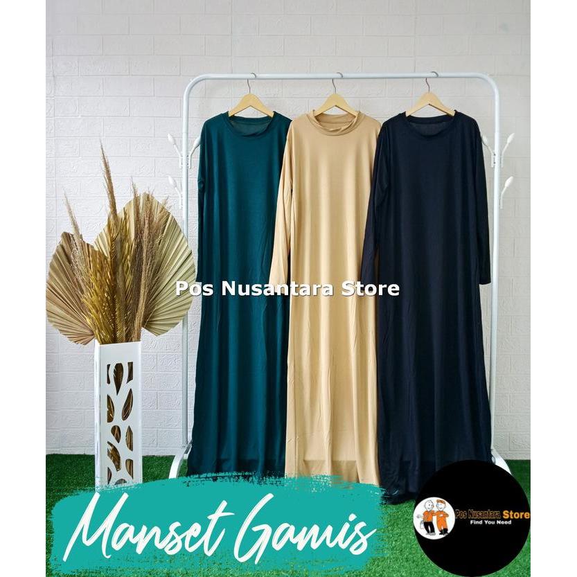 Manset Spandek Polos Panjang Daleman Gamis warna hitam putih dst - Putih