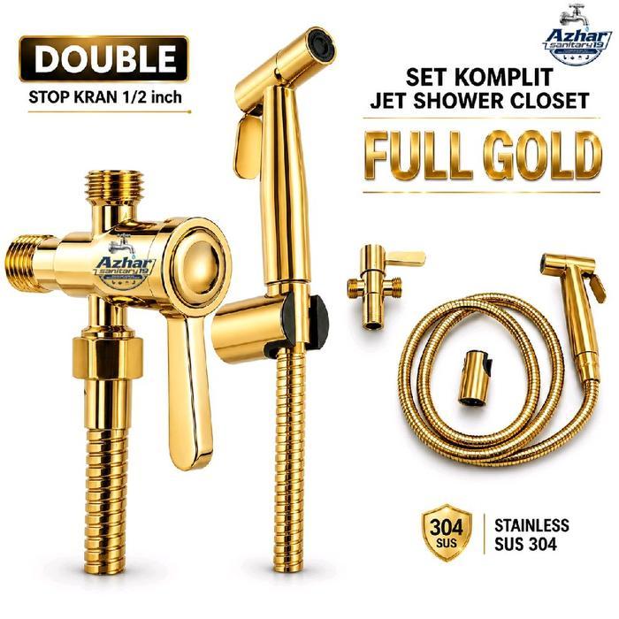 Paket Jet Shower Gold + Kran Cabang Gold / Jet Shower Stainless Gold / Jet Shower Gold Toilet Kamar
