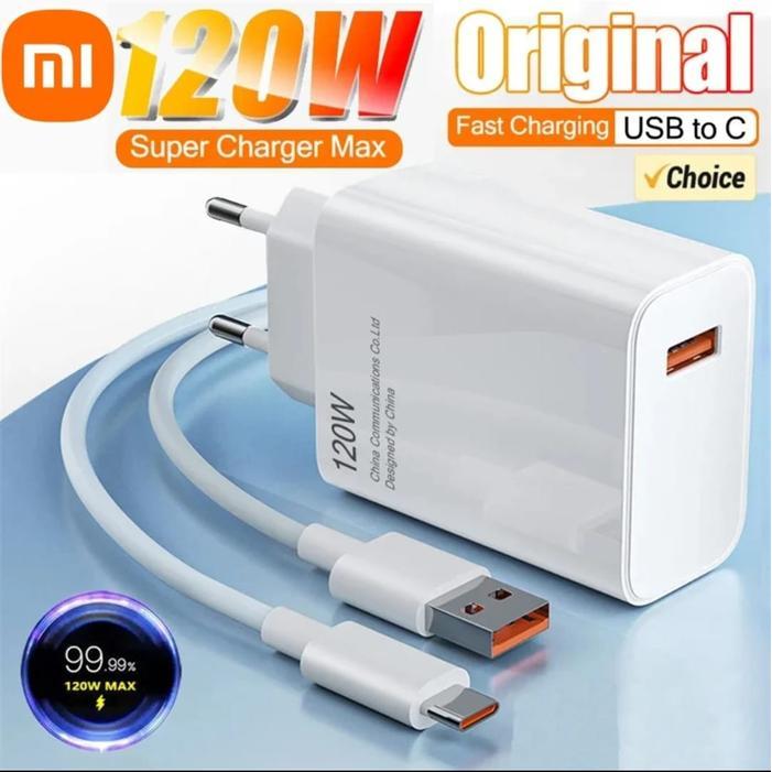 Charger 120Watt Type C Fast Charger Adaptor Kabel Charger Redmi Type C Fast Charging