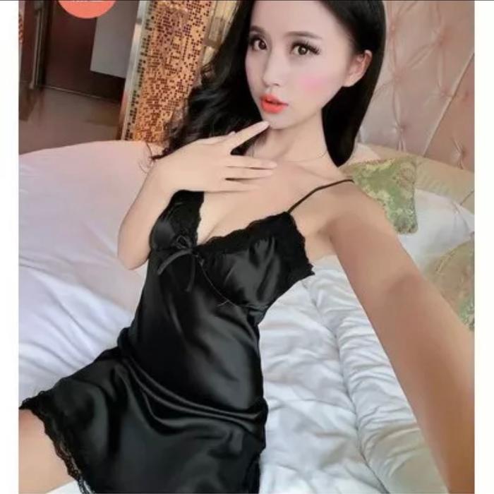 Baju tidur Lingerie wanita / Daster seksi Lingerie Satin - Hitam, Daster sexy