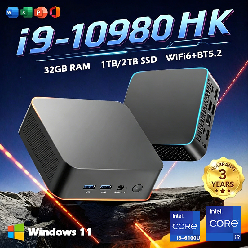 2026 Mini PC Intel Core i9 10980HK i3 6100U Windows 11 Gaming Computer Desktop PC RAM 16GB SSD 1TB