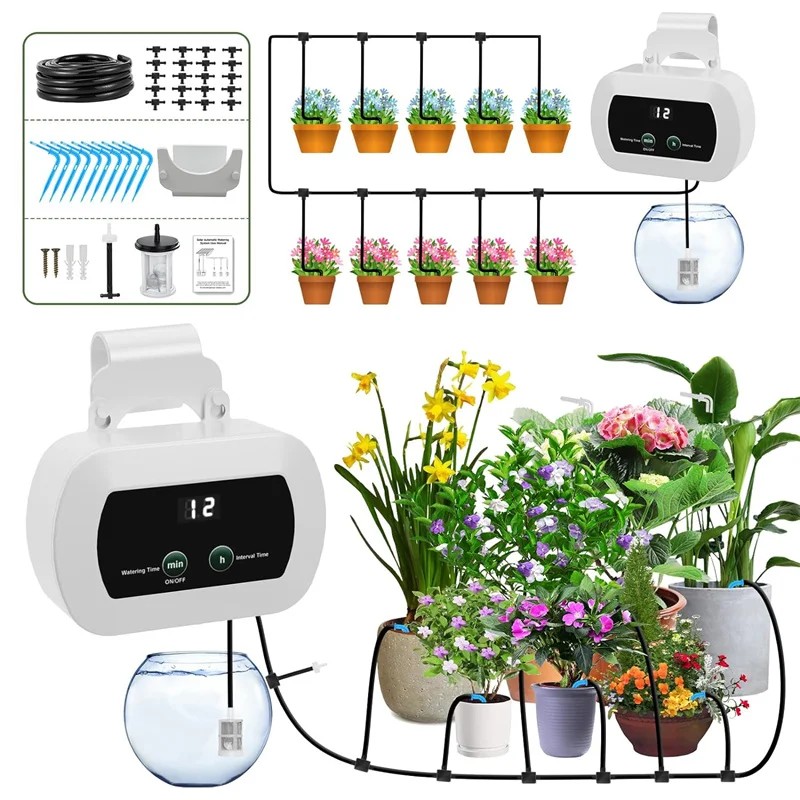 DIY Solar Irrigation Potted Plant Drip Irrigation Kit,Garden Balcony Greenhouse Drip Irrigation