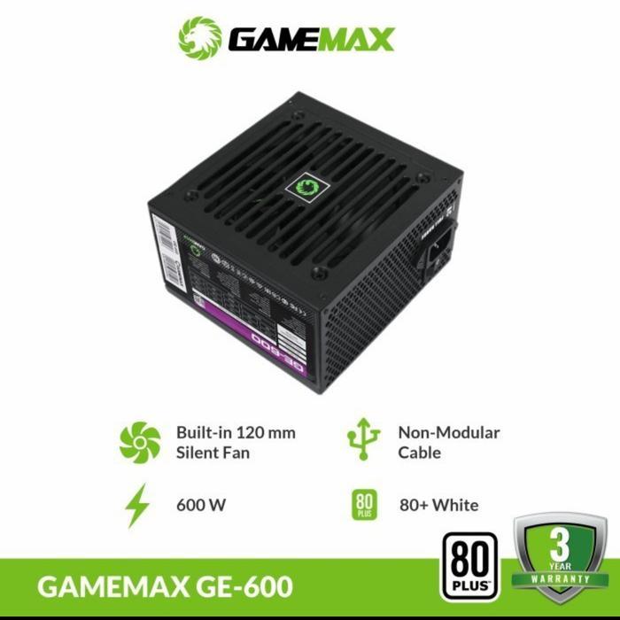 Psu Gamemax Ge-600W Power Supply Gaming Gamemax 600 Watt 80+