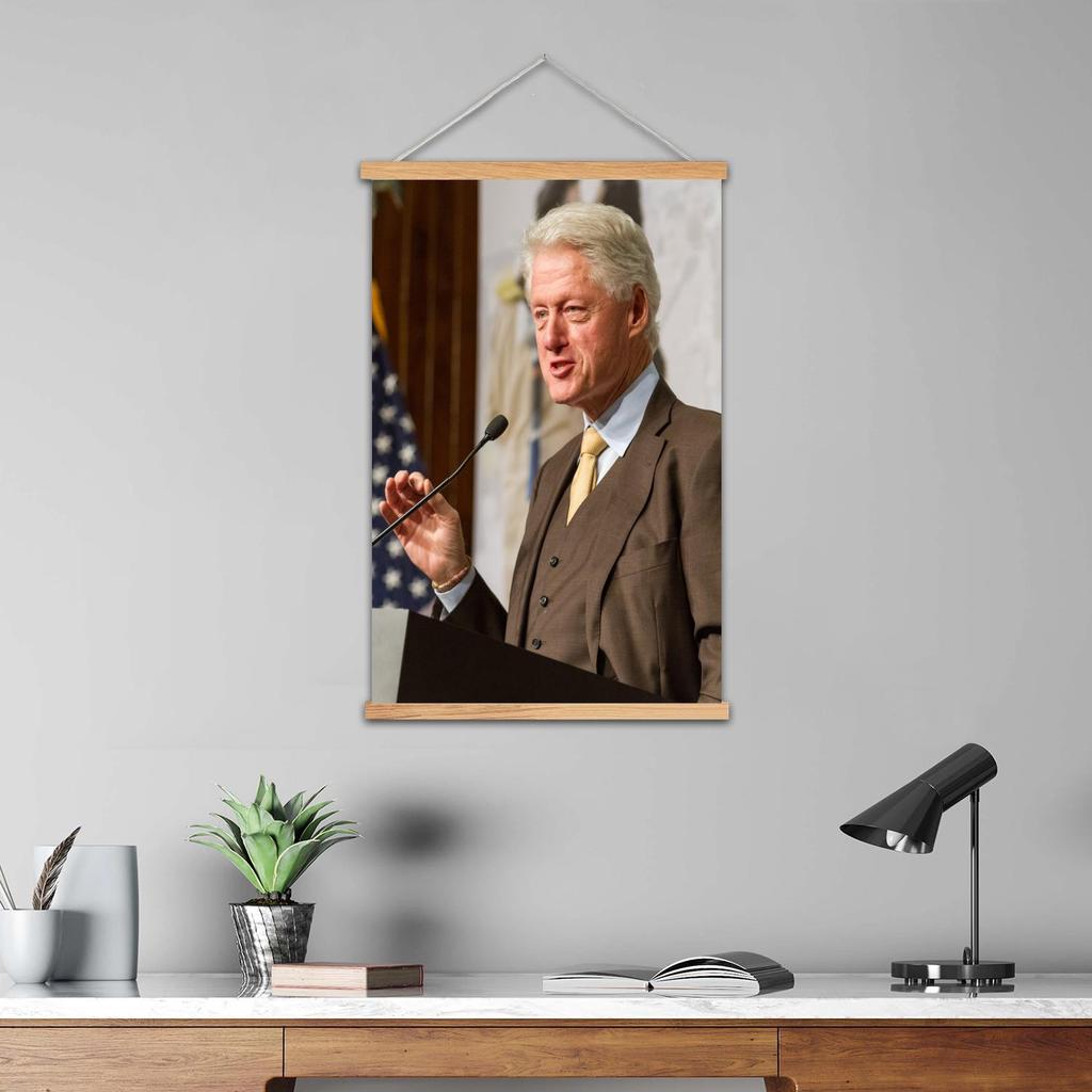 Bill Clinton Framed Wall Painting Canvas Art Poster and Wall Art, Picture Print, Modern Family