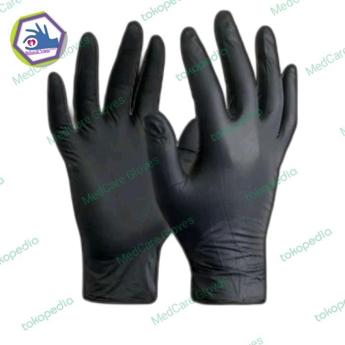 PROMO SARUNG TANGAN KARET NITRIL HITAM HOCKEY GLOVES ISI 50PCS READY