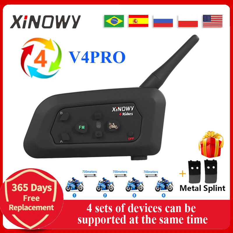 2023 NEW XINOWY V4 Pro 1200m Motorcycle Helmet Bluetooth Interphone