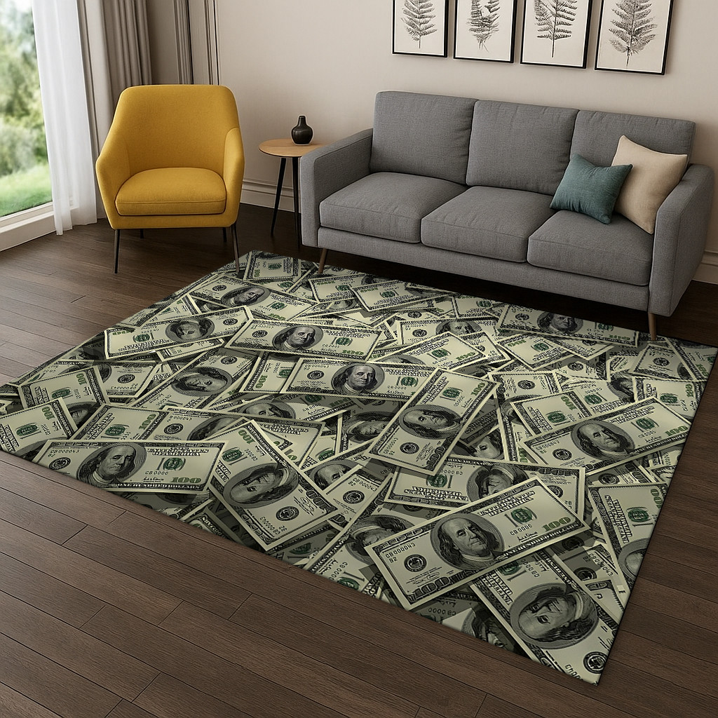 3D Dolar As Euro Pound Uang Ilusi Karpet Karpet untuk Ruang Tamu Sofa Rumah Kamar Tidur Dapur Keset 