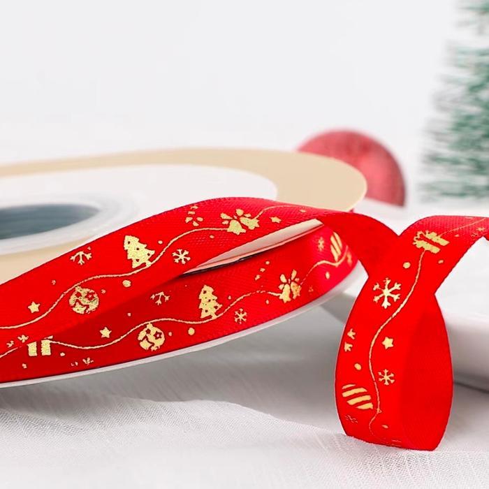 Ready Stok LS 1 ROLL pita satin natal pita kado natal pita natal 1Cm pita