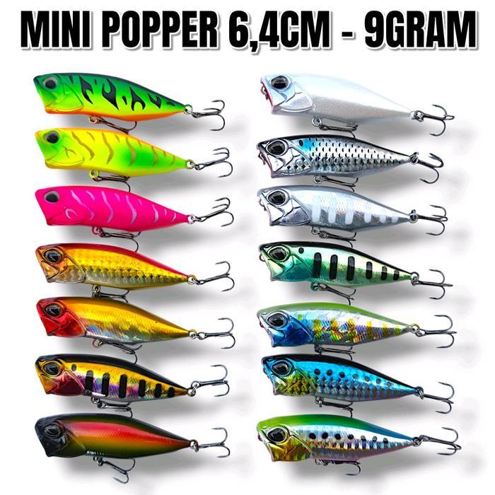 UMPAN MINI POPER UKURAN 6,4CM. BERAT 9GRAM. UMPAN MINNOW POPER. UMPAN CASTING