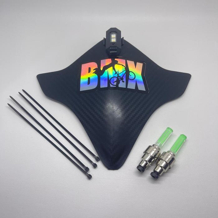 TERLARIS PAKET VISOR SEPEDA BMX + STIKER HOLOGRAM BMX + LAMPU TEMPEL + LAMPU TUTUP PENTIL NYALA