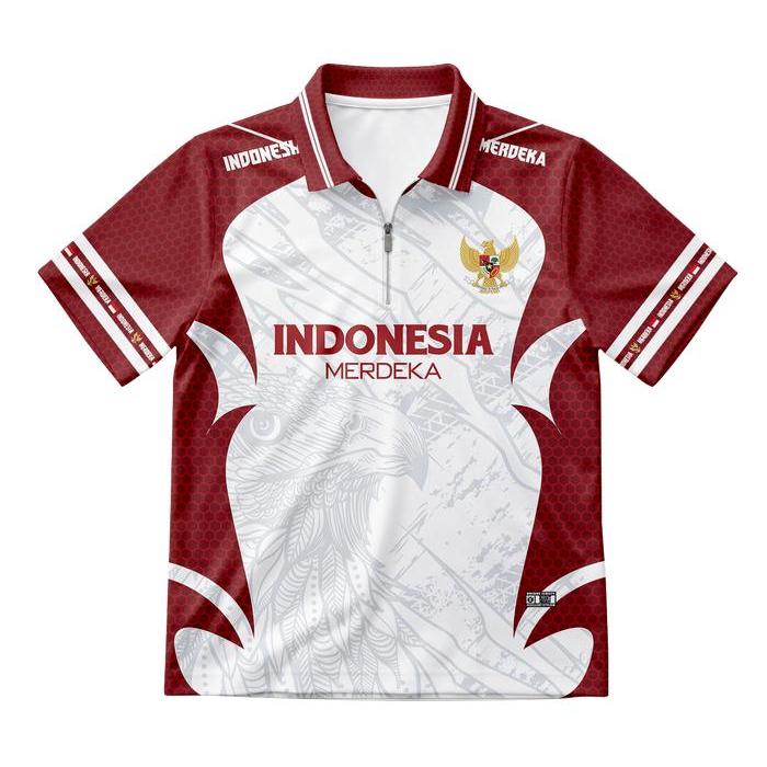 PROMO XLENT Jersey zipper Kemerdekaan Hut RI Dewasa Jumbo Polo zipper Neck Fans Rugby NFL Hockey