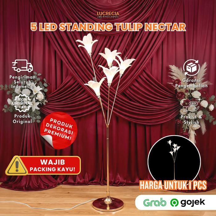 Lampu Standing Dekorasi Wedding 5 Led Standing Tulip Nectar Dekorasi Pelaminan Wedding Aisle Lampu