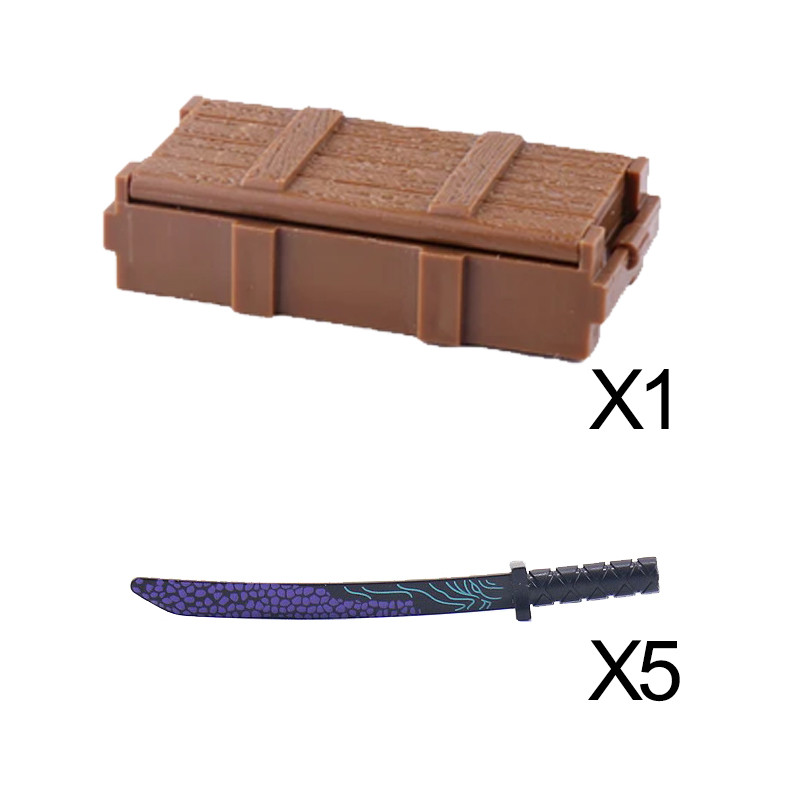 Military MO Building Blok Figure Aessory Weapon Box Kit Bullet Samurai Blade RPG Bazooka amouflage