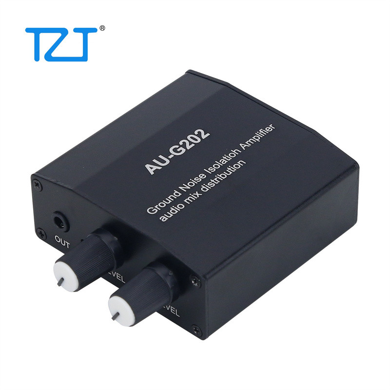 TZT AU-G202 GROUND LOOP NOISE ISOLATOR AUDIO MIXER WITH 2 INPUTS 2 OUTPUTS FOR PC NS PS GAME