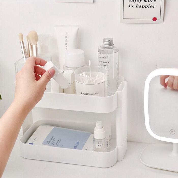 [Miloli] Rak Desktop Multi-Layer Rak Penyimpanan Aesthetic Korean Style Rak Putih Tingkat Rak Meja