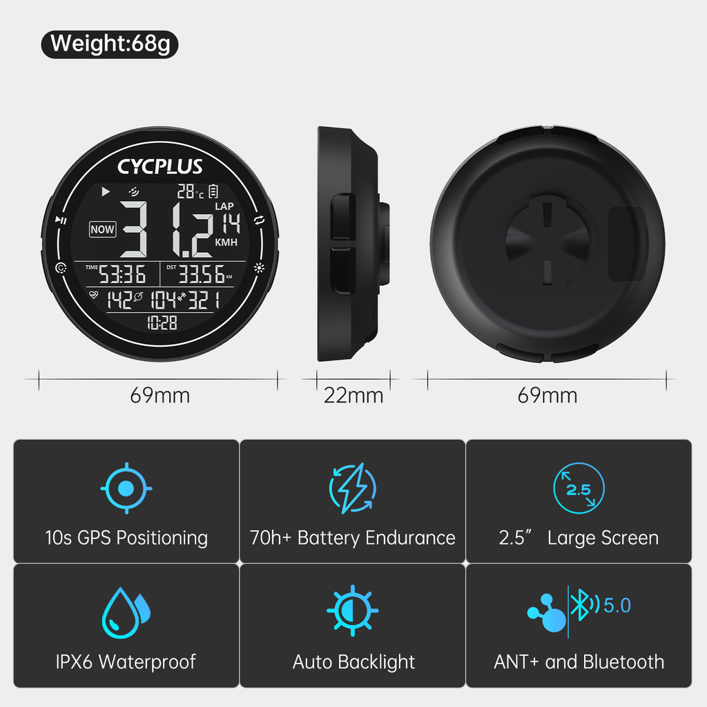 CYCPLUS M2 Wireless GPS Computer ANT+ Bluetooth Cycling Road MTB Waterproof Speed Meter Cadence