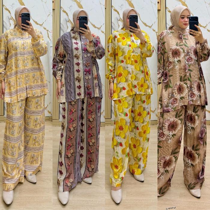 setcel setelan celana rayon twill premium