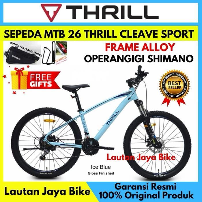 Sepeda Gunung 26 Mtb Thrill Cleave Sport Frame Alloy Terbaru - Blue