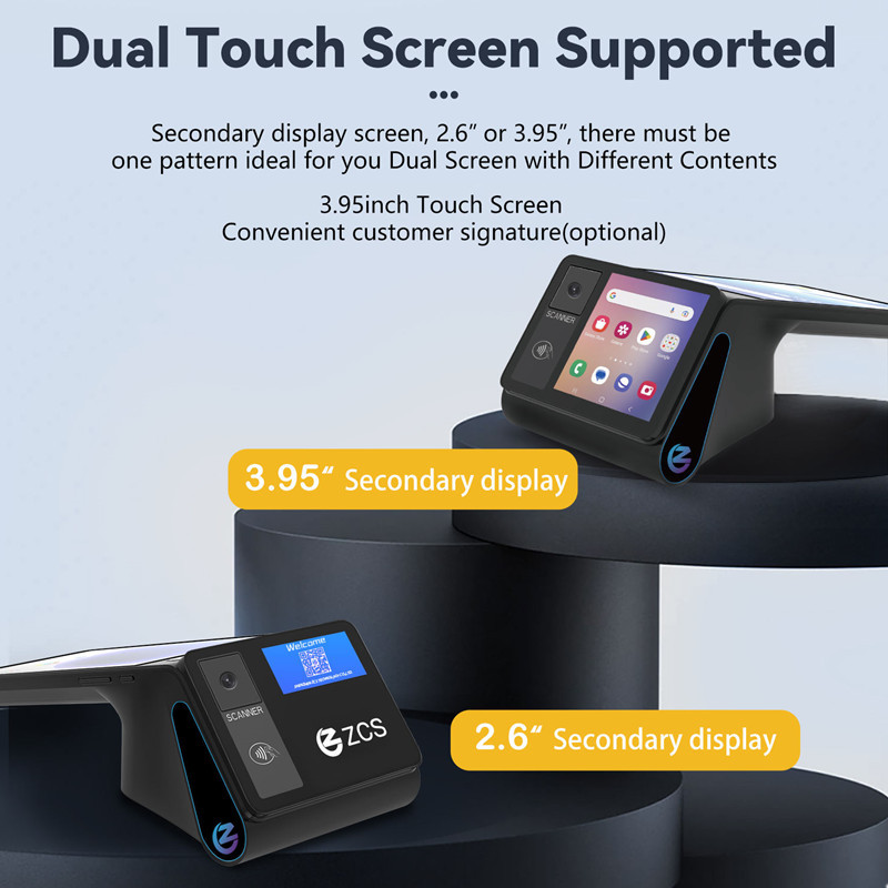 Z108 Android 14 Dual Screen POS Terminal Sales Point Cash Register with 8-inch Touch Screen NFC