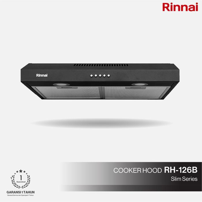 Rinnai Cooker Hood Alat Penyedot Asap Kompor Dapur Rh-126B Slim Hood Penghisap Asap Kompor Hitam