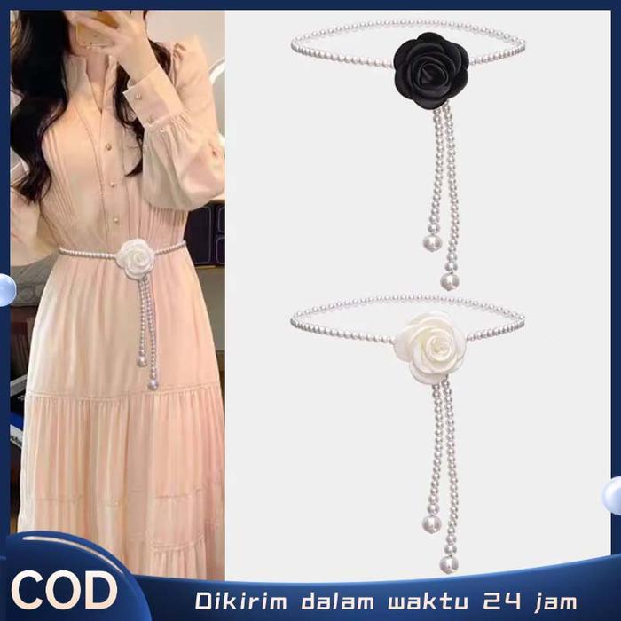 Ikat Pinggang Mutiara Camellia Tali Pinggang Mutiara Belt Mutiara Pinggang Belt Rantai Mutiara