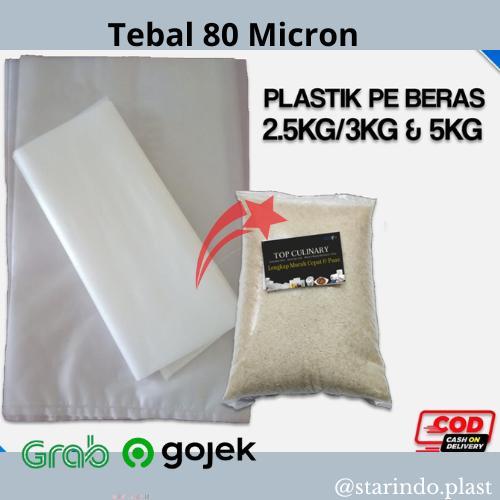 Plastik beras 2.5kg / 3kg 4Kg 5Kg polos Tebal plastik zakat infaq Bening
