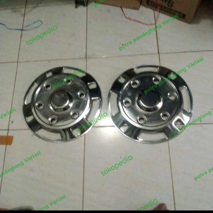 Dop roda mobil truk ring 16 depan 2 pcs lubang 6 bahan stenlis