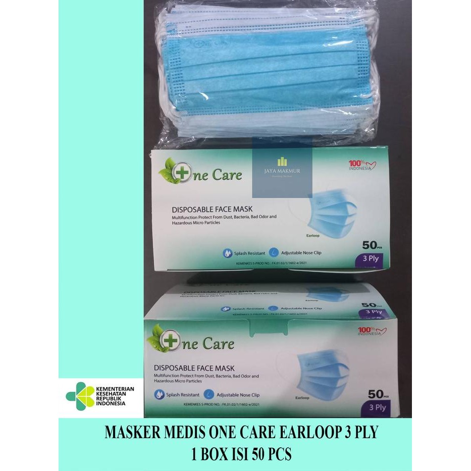 New (PAKET 6 PACK) Masker OneCare / Masker Medis One Care 3ply Emboss 1 Box isi 50 Pcs Kemenkes