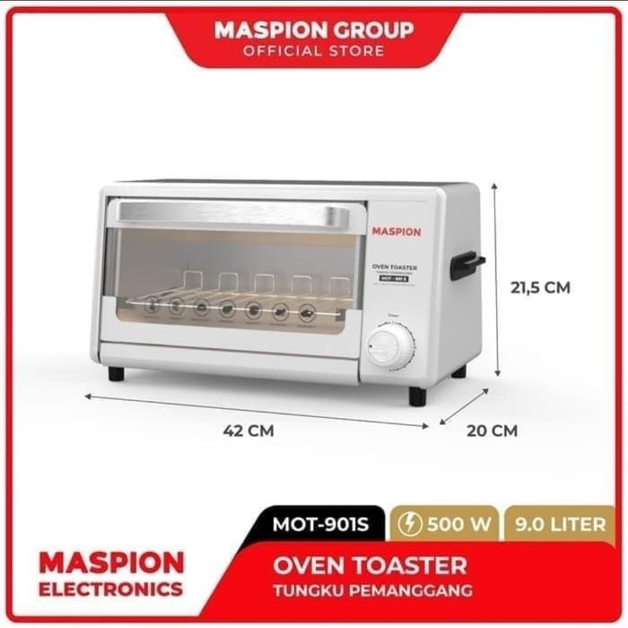 Ready Oven Toaster Listrik Maspion MOT-901S Oven Listrik Mini 9 Liter