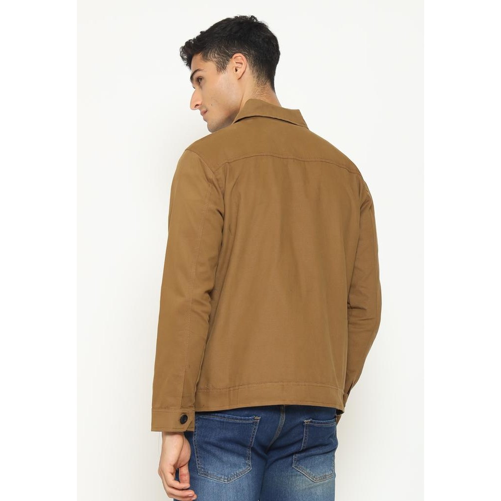 ORIGINAL Jaket Trucker Kanvas Coklat Polos Jaket Pria Jaket Kanvas READY STOCK