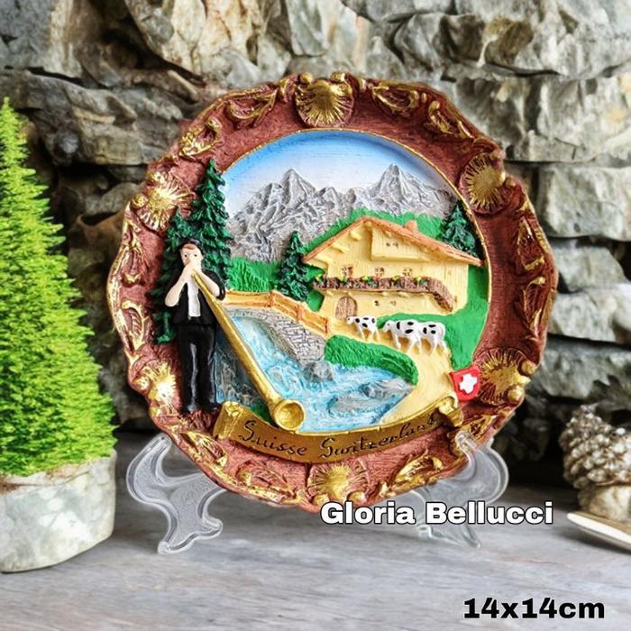 Souvenir Piring Swiss Dinding Souvenir Pajangan Switzerland Gantung