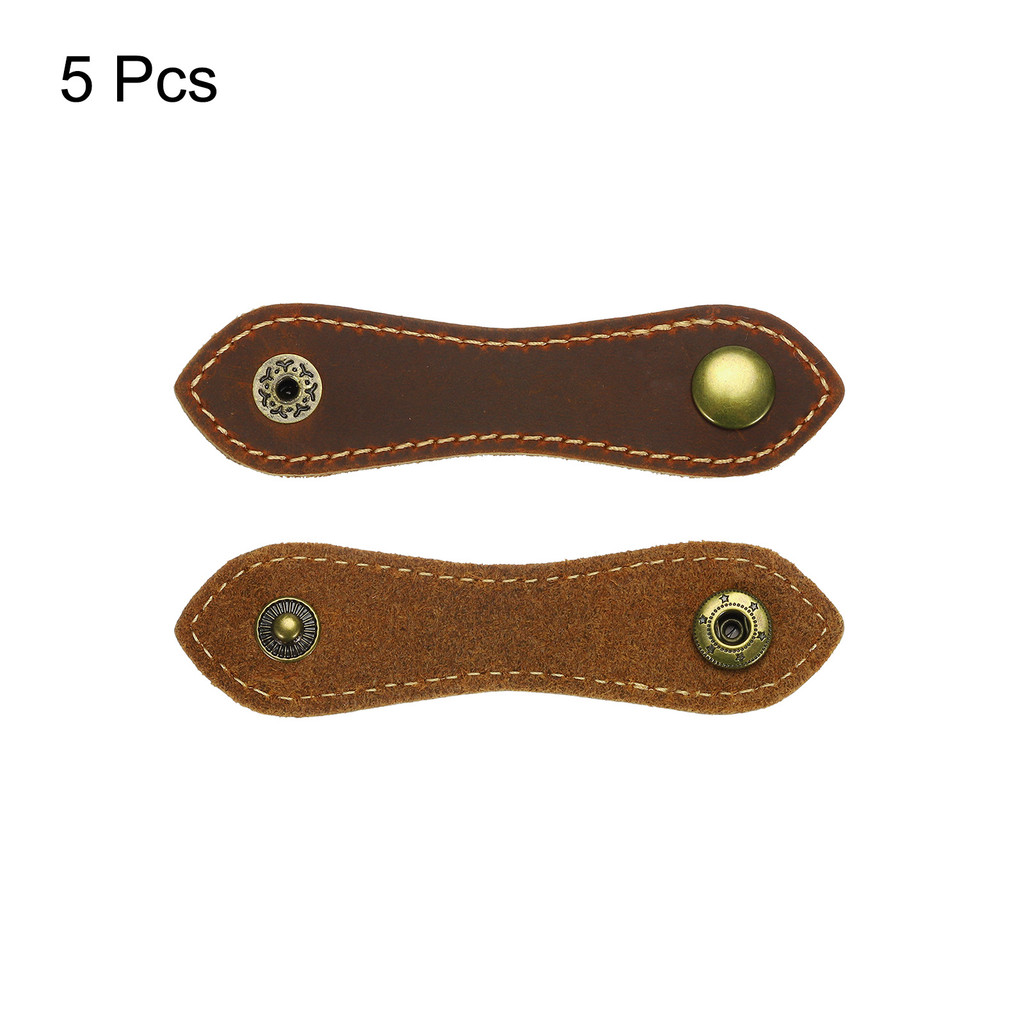 5Pcs Leather Cable Straps Cord Organizer 100x20mm Cable Ties Portable Cable Winder Wire Management