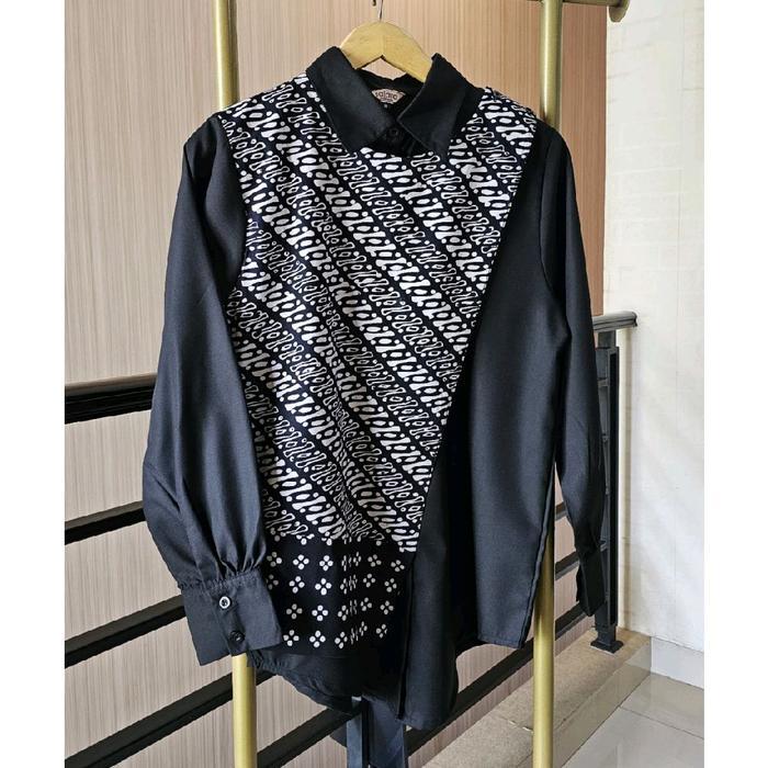 SAIARA KEMEJA BATIK KOMBINASI RAISHA HITAM