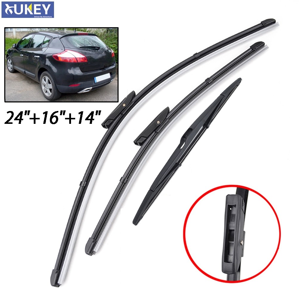 Xukey Front Rear Windshield Wiper Blades Set For Renault Megane 3 Hatchback Coupe 2016 2015 2014