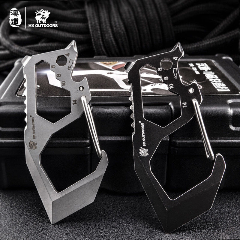 HX OUTDOORS Shark Keychain 3cr13 EDC Tools Multifunction 8 In 1