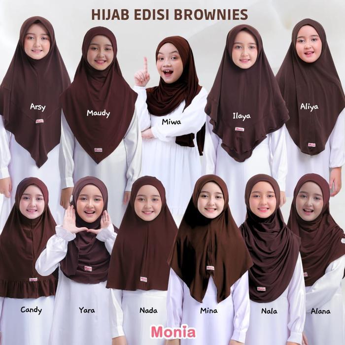 TERMURAH yara Monia Jilbab sekolah pramuka - Jilbab anak sekolah - jilbab anak Coklat - Jilbab anak