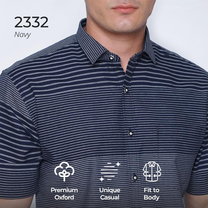 2s8y- Simple Perfect Kemeja Pria Lengan Pendek Motif Salur Howard