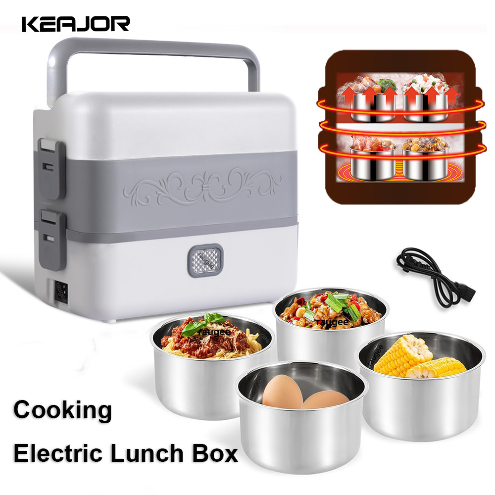 Electric Lunch Box 2.4L Portable Cooking Electric Lunch Box 200W Fast Heating Portable Ste Food