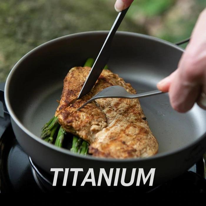 qzy1- Sendok Set Titanium Naturehike Nh19T011-D Garpu Pisau Camping Portable