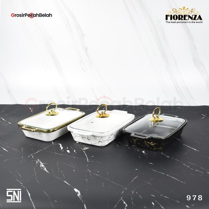 Pastikirim- Fiorenza - Prasmanan Wadah Saji Penghangat Makanan Keramik Set Casserole Tempat Basi