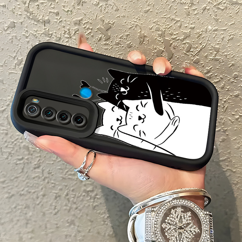 Casing Hp Xiaomi Redmi Note 8 Redmi Note 8T Redmi Note 8 Pro Case Casing Kucing hitam yang lucu pola